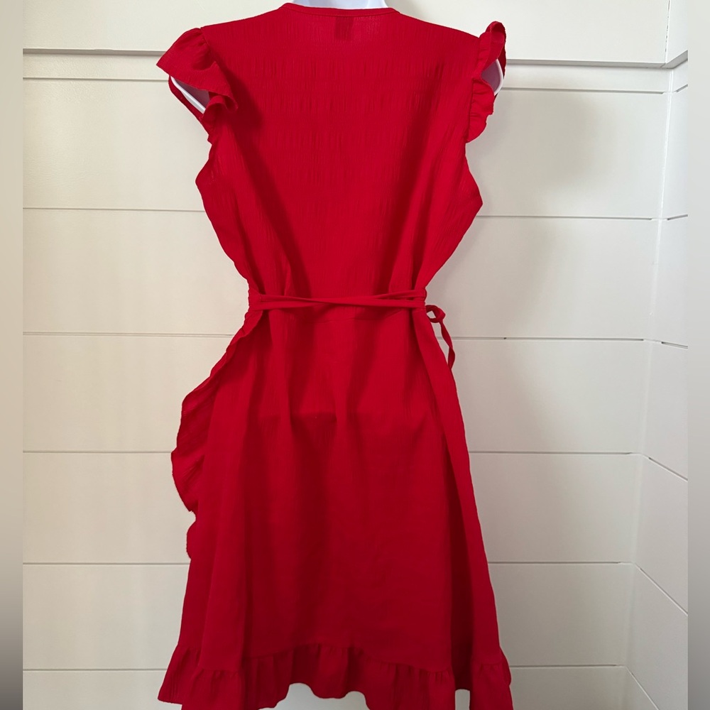SHEIN Vibrant Red Asymmetrical Wrap Dress, Women’s M - Picture 4 of 6